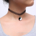 Vintage Stretch Tattoo Choker 90s Necklace With Pendant